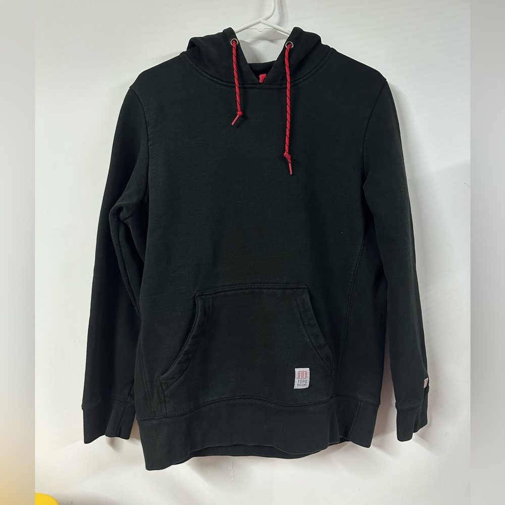 Topo Designs Men's Classic Hoodie Size Small Black Sweatshirt Cotton Heavy